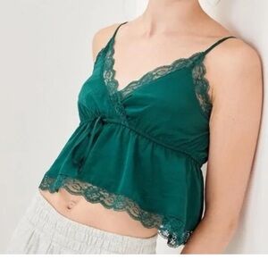 American Emerald Green Lace Trim Tank